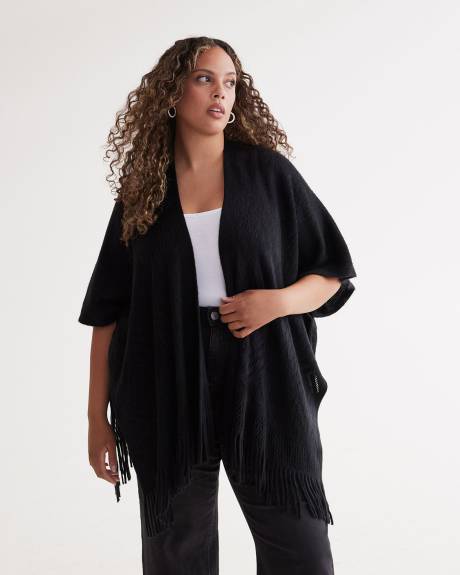Châle en tricot avec franges