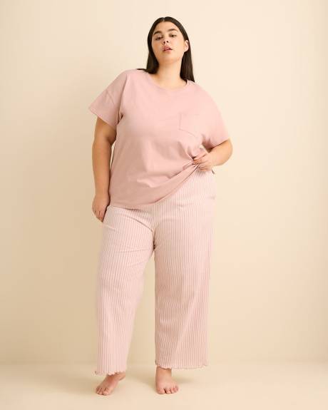 Mid-Flare Ankle-Length Ribbed Pyjama Bottoms - ti Voglio
