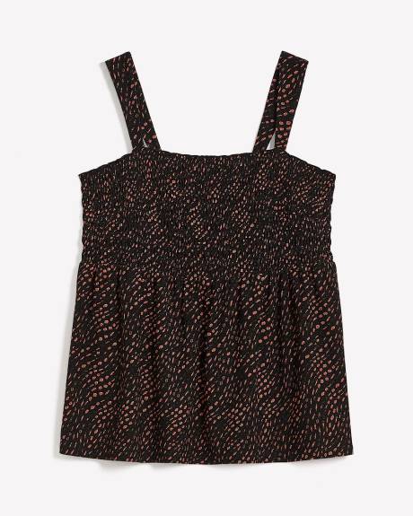 Smocking Knit Top with Large Straps