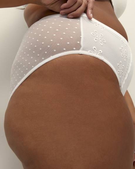 Culotte échancrée blanche avec broderie anglaise - Déesse Collection