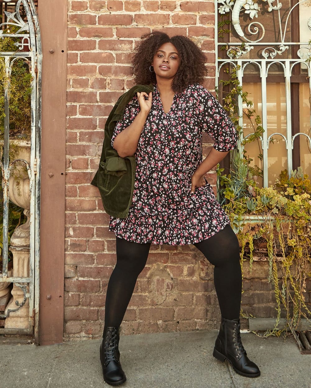 A line dress with shop leggings