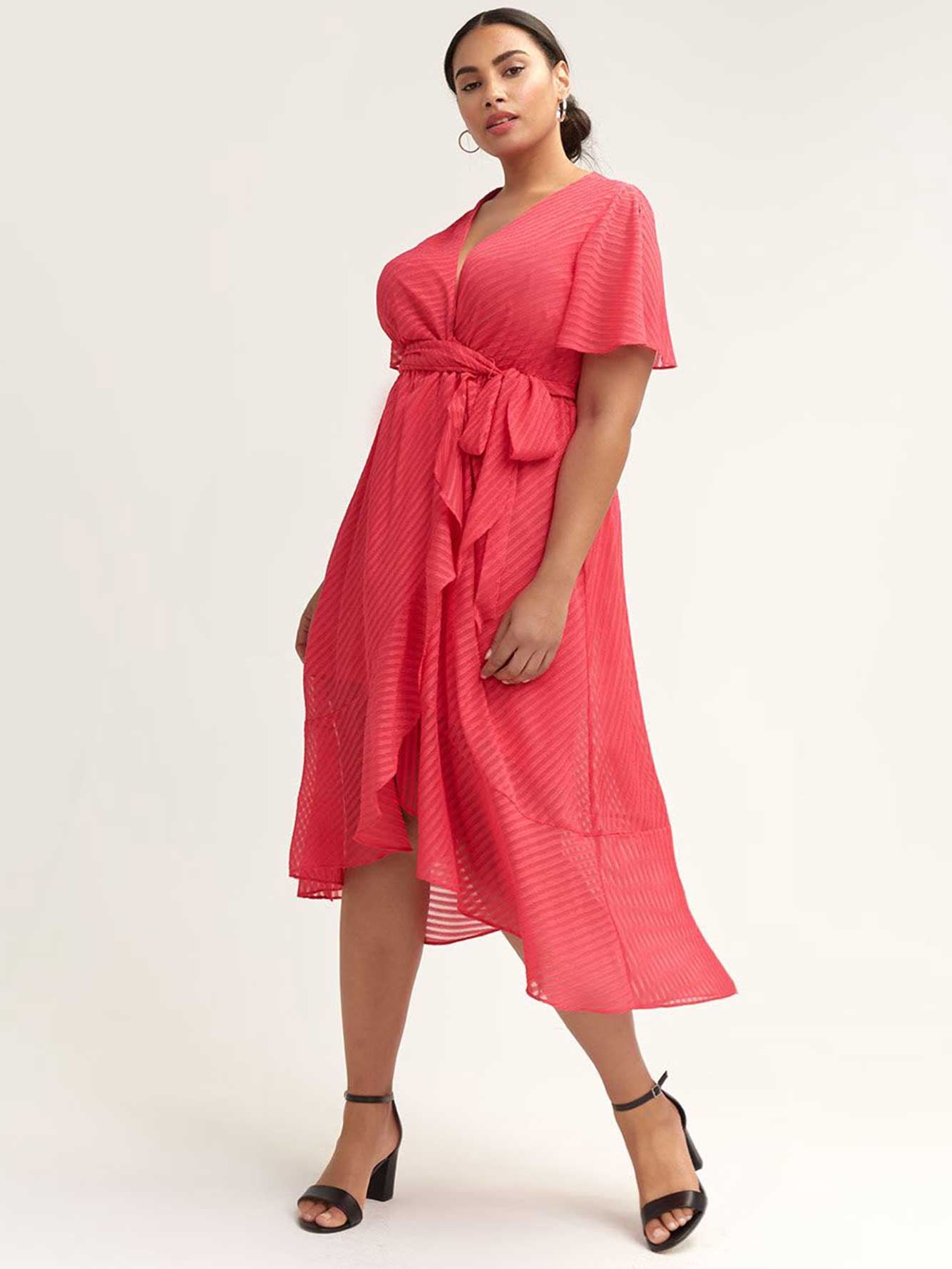 HighLow FauxWrap Dress with Flutter Sleeves Penningtons