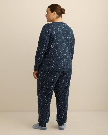 Ensemble-pyjama t-shirt à manches longues et pantalon de jogging à motif de cannes - ti Voglio
