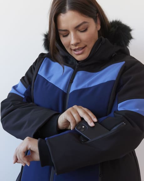 Manteau d'hiver à blocs de couleur, tissu responsable - Active Zone