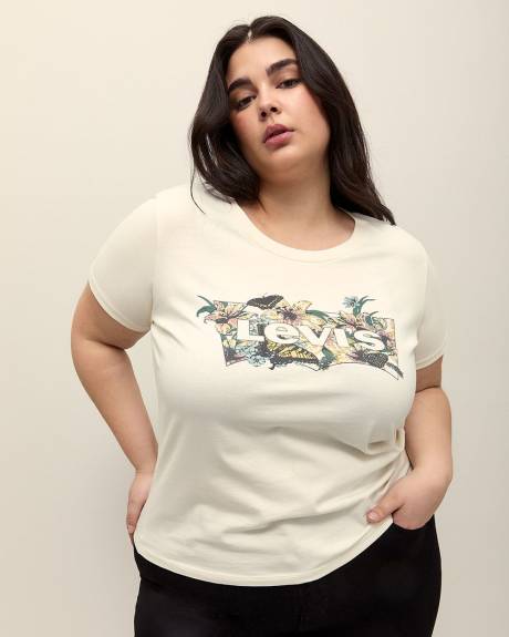 White Crewneck Tee with Batwing Logo - Levi's