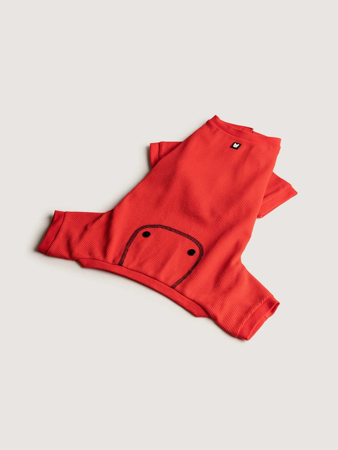 Red Thermal Dog Onesie Pajamas Silver Paw Penningtons