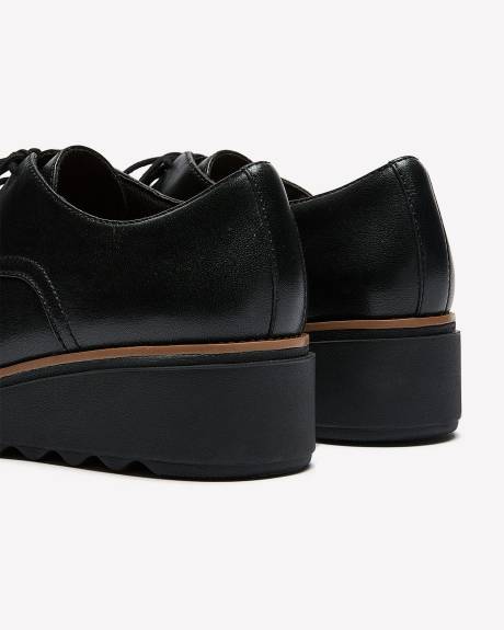 Wide-Width, Sharon Rae Black Leather Lace-Up Loafers - Clarks