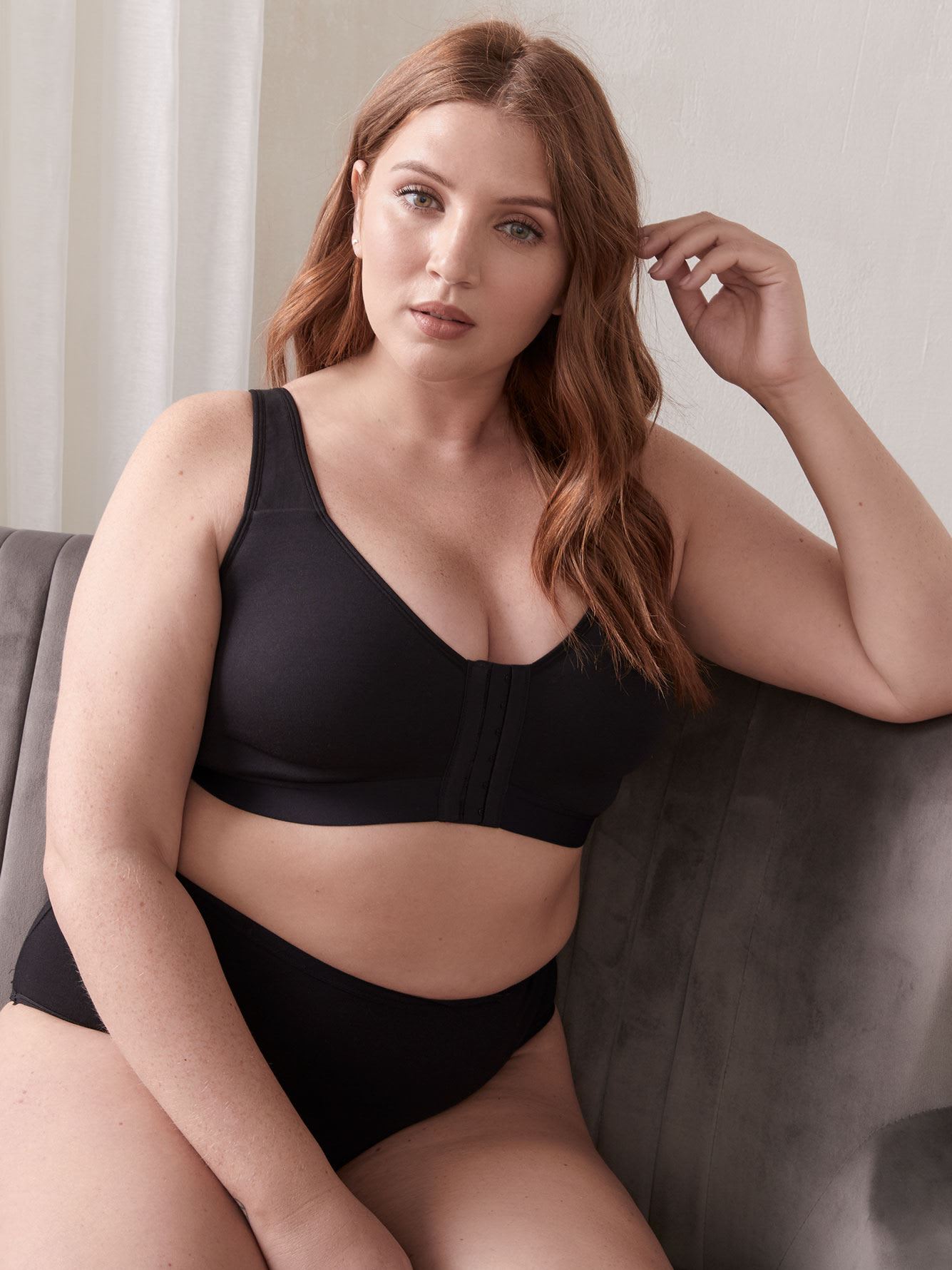 Front Closure Wireless Cotton Bra, G & H Cups Penningtons