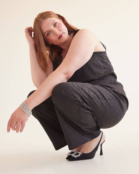 Black Sleeveless Blouse with Lace Shoulders