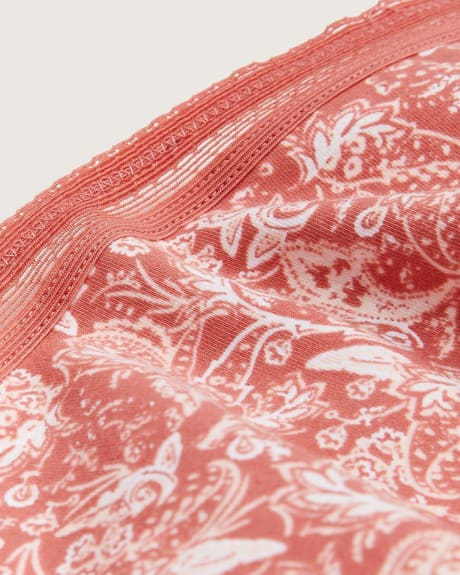 Jersey Cotton Lace Thong, Paisley Print - ti VOGLIO