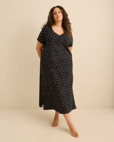 Long Black Sleepshirt with Heart Print - ti Voglio