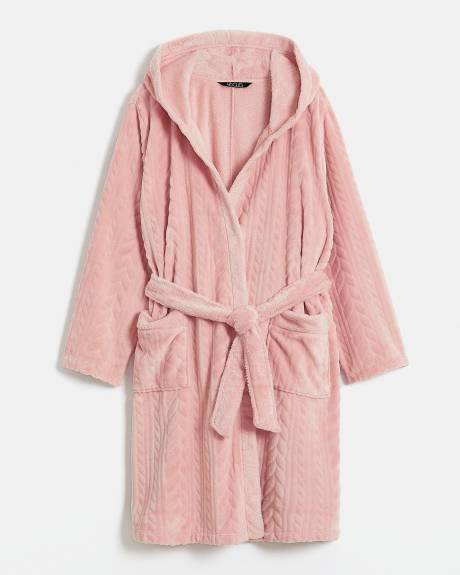Cable Knit Hooded Robe - ti Voglio