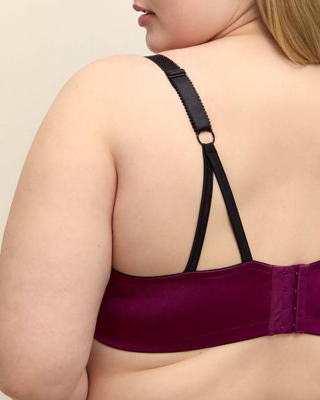 Underwire Padded Plunge Satin Bra with Embroidered Trims - Déesse Collection