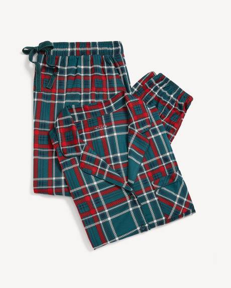 Ensemble-pyjama brossé à carreaux bleus - ti Voglio