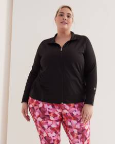 Mock-Neck Zipper Jacket with Raglan Sleeves - Active Zone