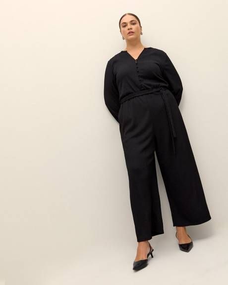 Maxi Wide-Leg Belted Jumpsuit
