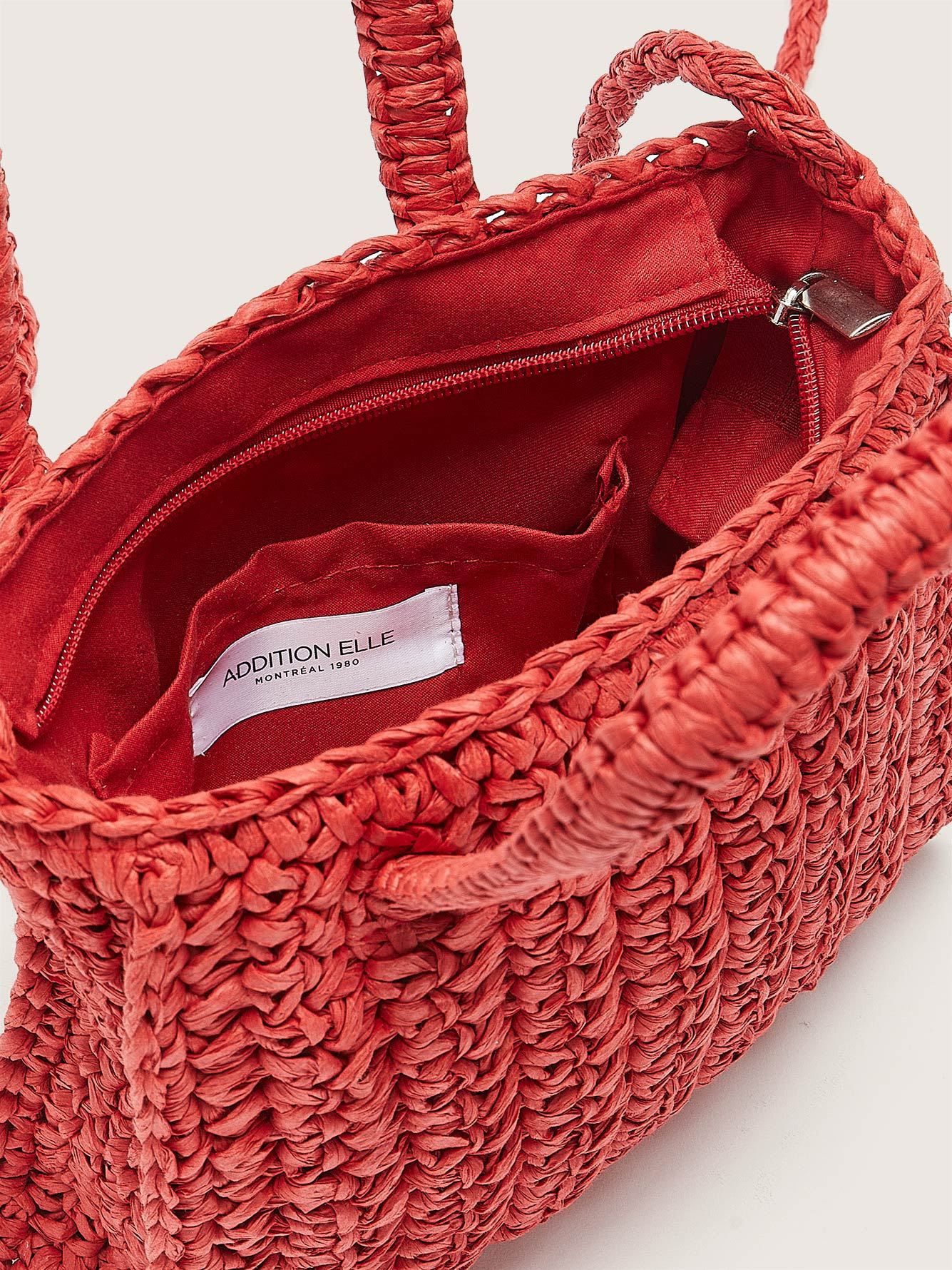 Red Mini Straw Satchel Handbag - Addition Elle
