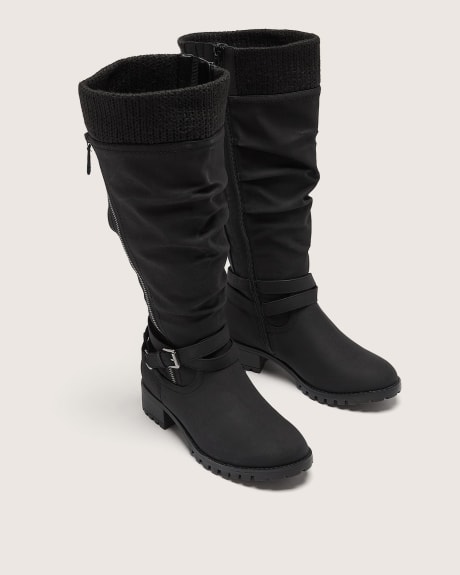 Extra Wide Width, High Boots with Knit Topline