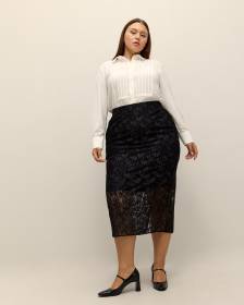 Black Lace Pencil Skirt - Addition Elle Black Lace Pencil Skirt - Addition Elle