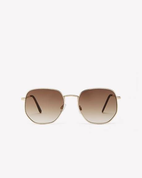 Golden Metal Square Sunglasses