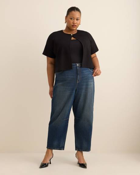 Black Knit Bolero with Button Detail