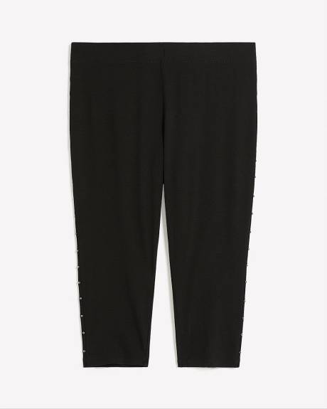 Legging capri noir avec boutons latéraux, tissu responsable - Essentiels PENN.