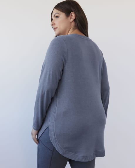 Long-Sleeve Brushed Knit Tunic with Side Rib - Active Zone