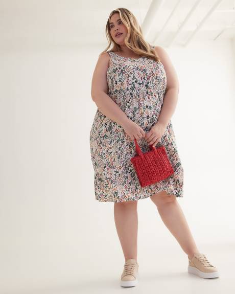 Sleeveless Midi Tiered Dress, Linen Blend
