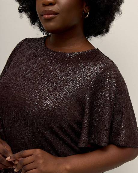 Robe à manches courtes en tricot à paillettes