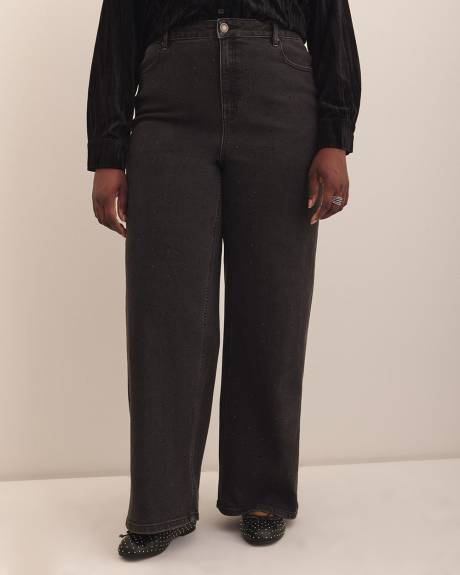 Classic Black High-Rise Wide-Leg Embellished Jean - d/C JEANS