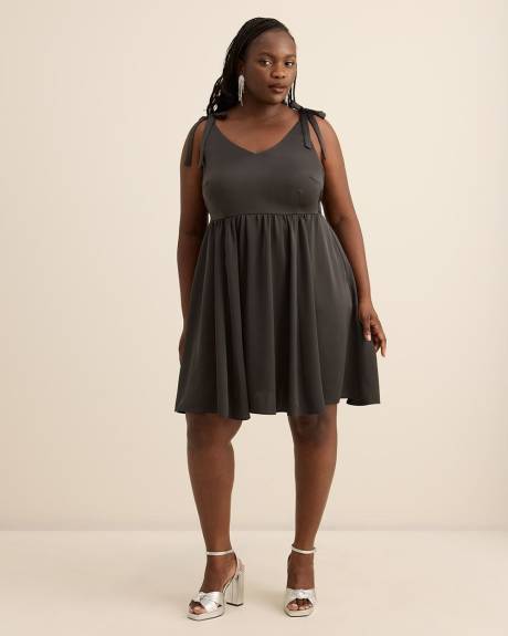 Satin Fit and Flare Sleeveless Dress - Addition Elle