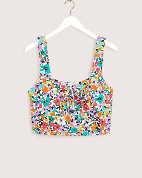 Lace-Up Longline Square Bikini Top