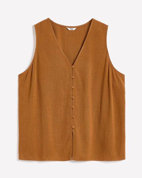 V-Neck Button Down Sleeveless Blouse