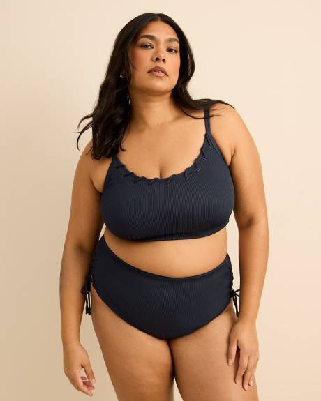 Crop Bikini Top with Drawcord and Eyelets Details