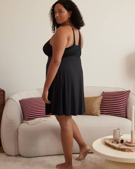 Black Satin and Lace Nightgown - ti Voglio