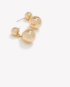 Golden Double Ball Drop Earrings