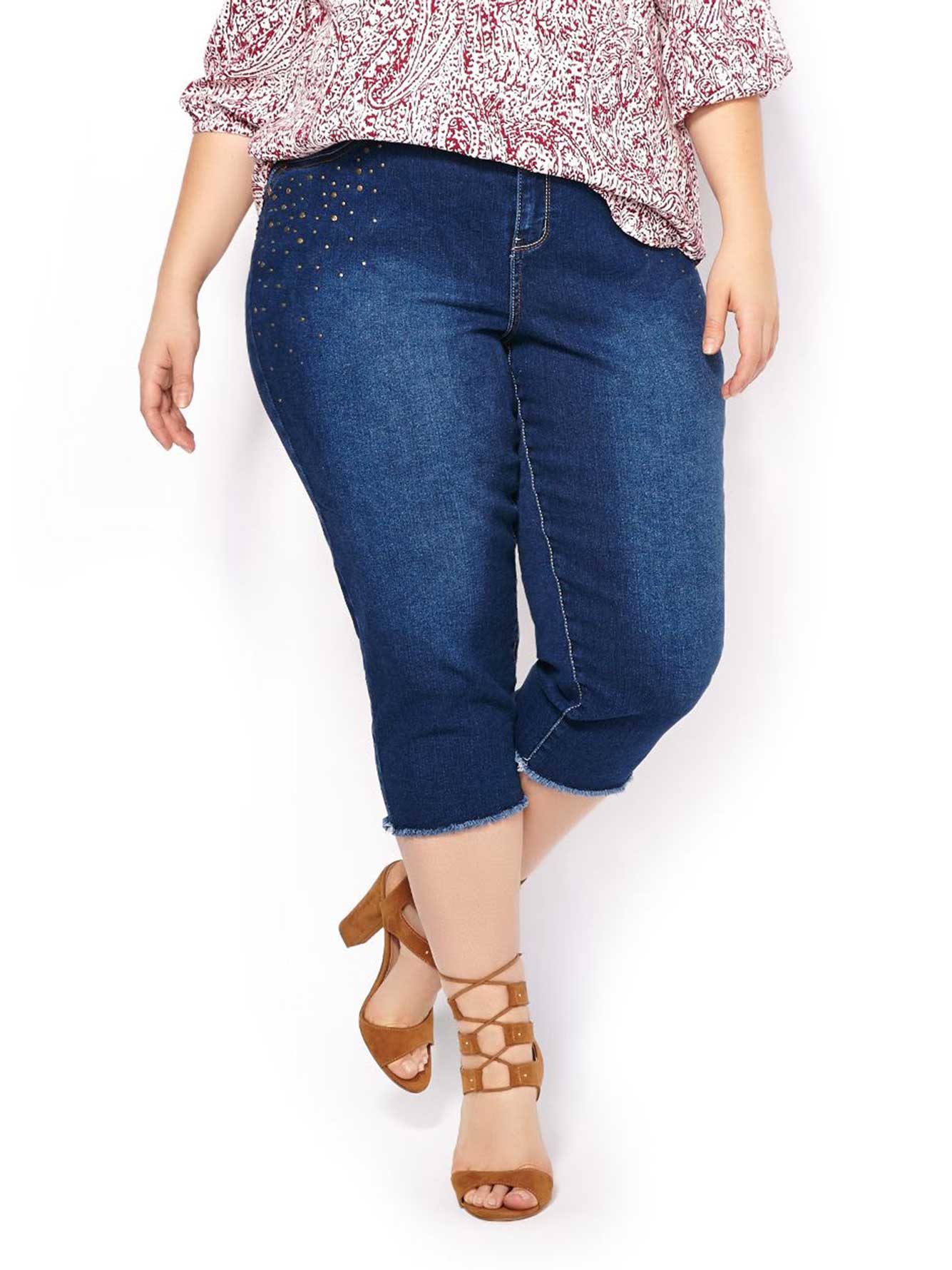 d/c JEANS Curvy Fit Straight Leg Denim Capri Penningtons