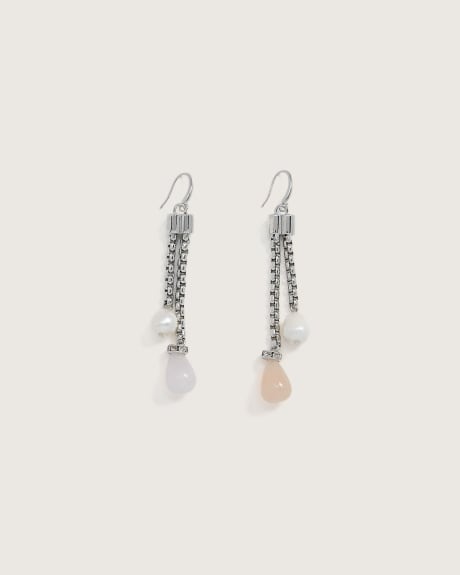 Boucles d'oreilles pendantes avec perles et pierres de verre