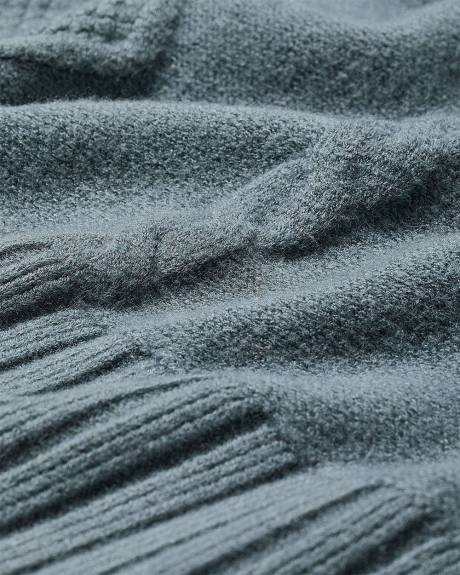 Tunic Sweater Cardigan with Cable Stitch Details