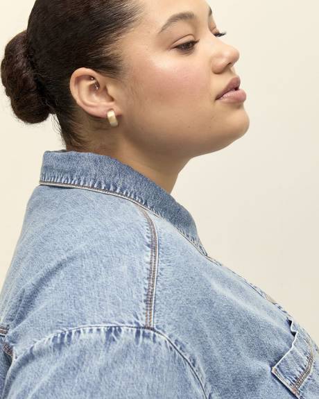 Denim Buttoned Down Tunic Shirt