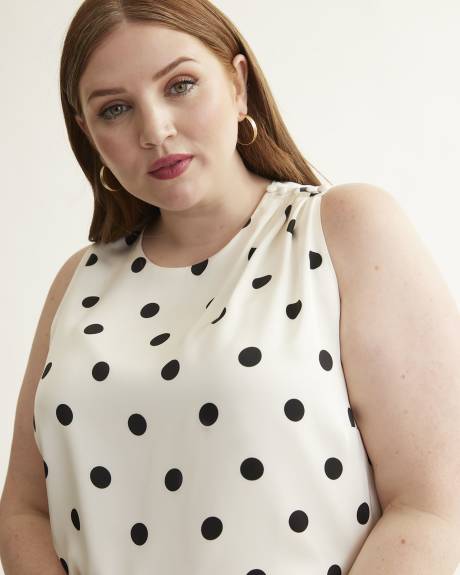Satin Sleeveless Blouse, Polka Dot Print
