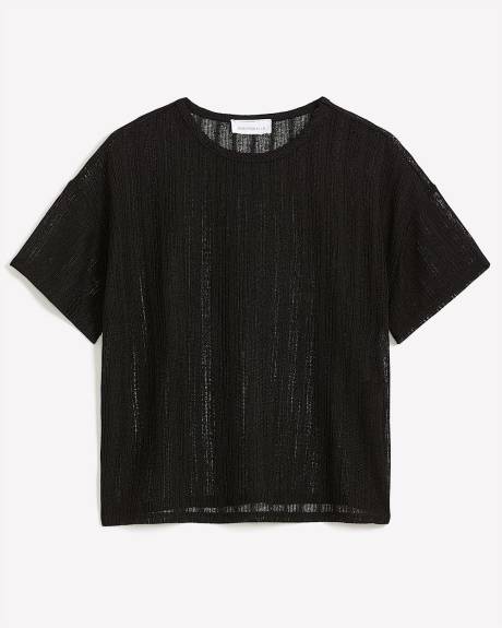 Crochet Knit Crewneck Top - Addition Elle