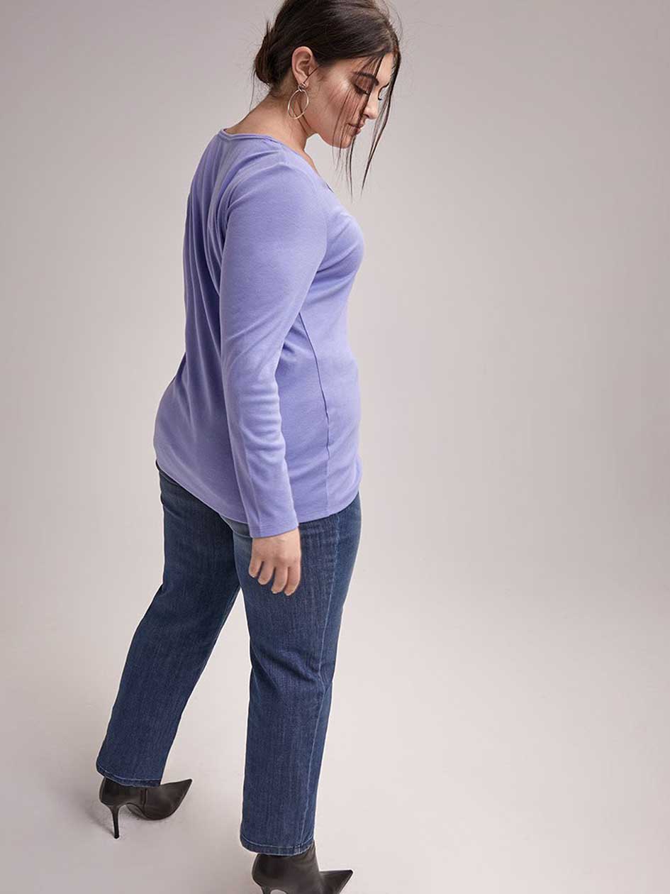 Curve Fit Long Sleeve Basic Scoop Neck T-Shirt - d/C JEANS