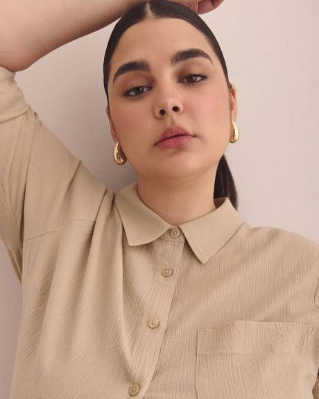 Cotton Buttoned Down Tunic Shirt