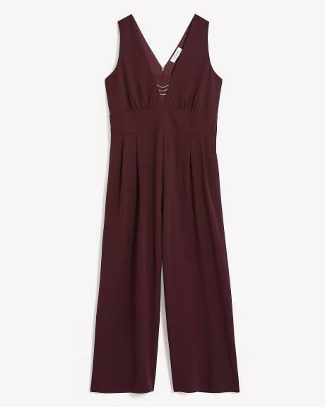 Maxi Wide-Leg Jumpsuit with V-Neckline - Addition Elle