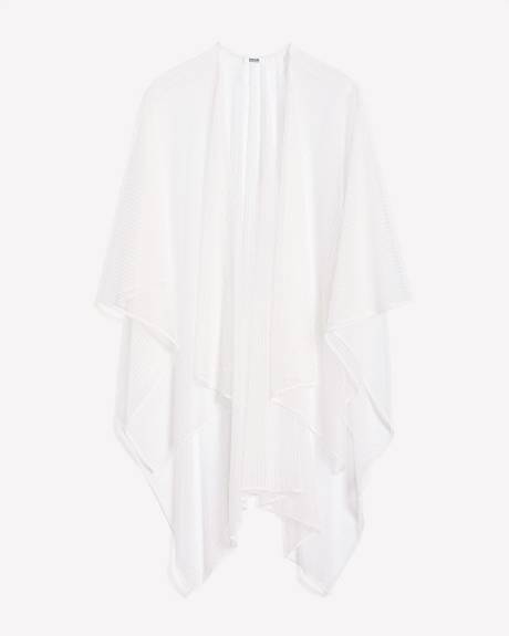 White Striped Mesh Textured Cape