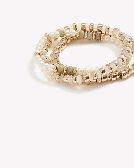 Bracelets &eacute;lastiques &agrave; billes assortis, ens. de 3