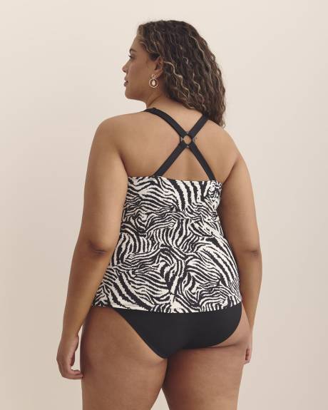 Zebra-Print Tankini with Back Ring
