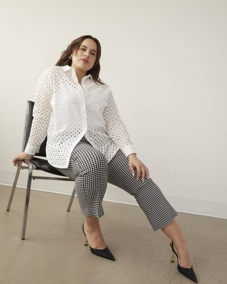 Gingham Flared-Leg Pants