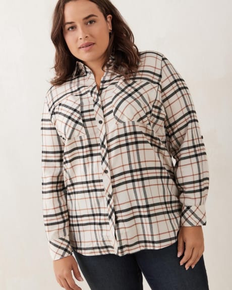 Plaid Shirt with Rolled-Up Sleeves